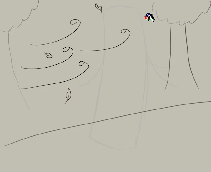 third panel. the wind carries euc into the air