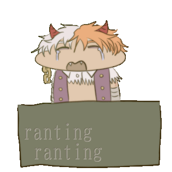 short looping animation of my utau mayo coulombs crying in a chibi form. they can only be seen from about the tummy up, as there is a sign reading 'ranting ranting' over the lower half