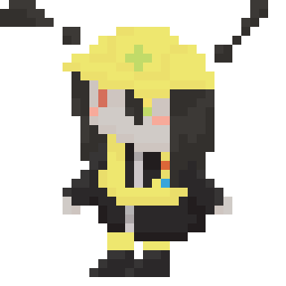pixel art of chibi utau michishirube kiro. theyre standing up and facing about 45 degrees left